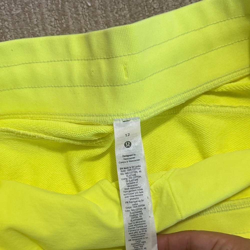 Lululemon Inner Glow High-Rise Short 3" Inseam Woman's Size 12 Neon Yellow - Picture 5 of 9